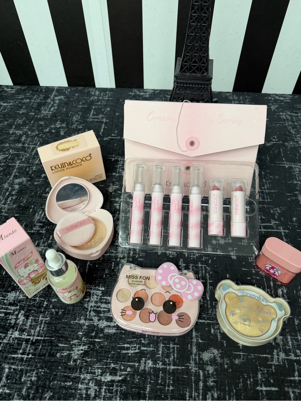 Pink Makeup Set — Assorted Lip Tints & Face Powders